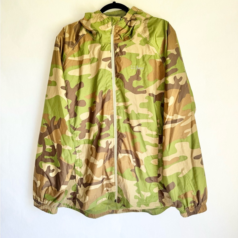 LL Bean Camo Windbreaker Rain Jacket